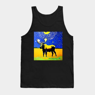 Moose T-Shirt Van Gogh Style Starry Night Tank Top